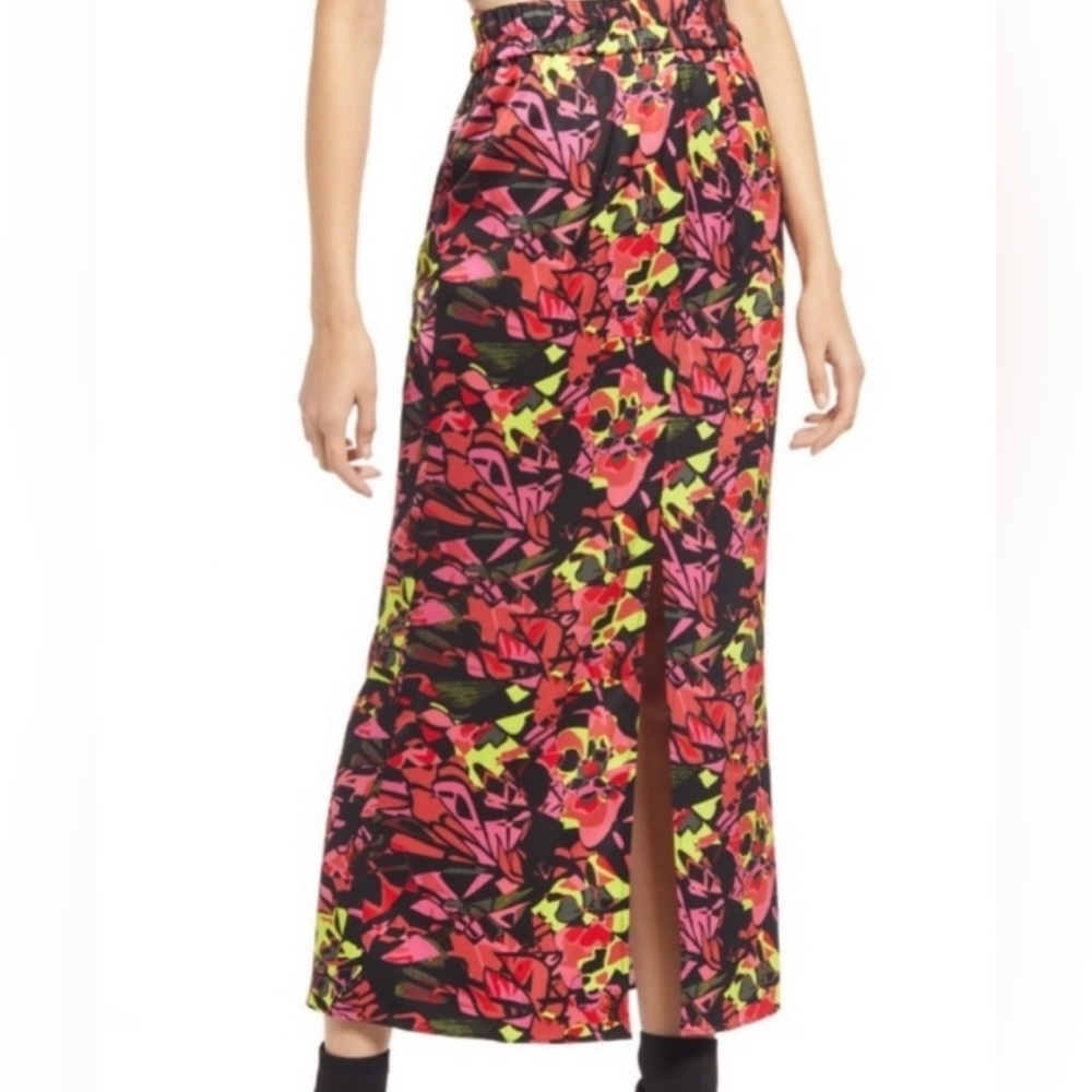 Open Edit Open Edit Nordstrom satin midi skirt  - Pink Floral Geo - small